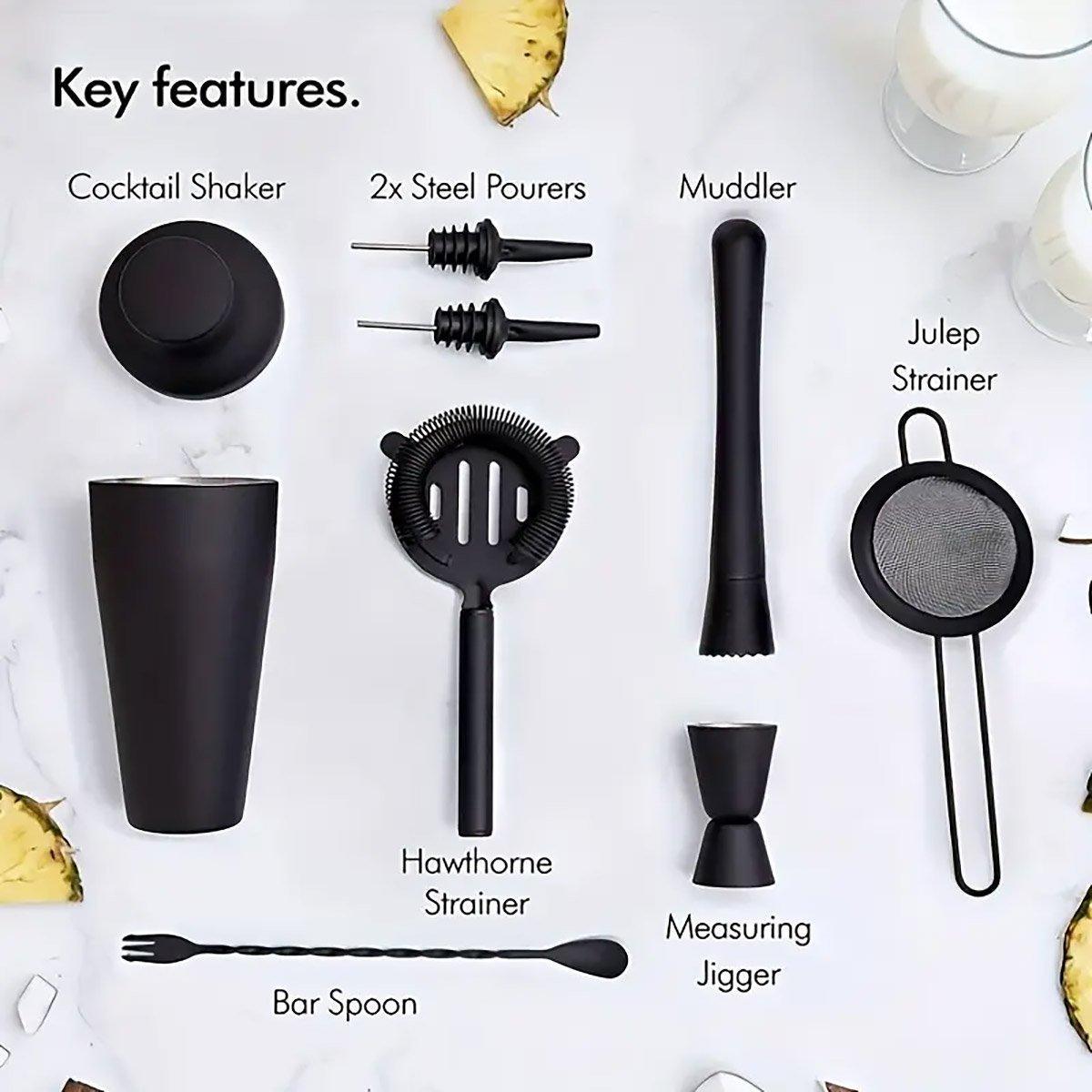 8PCS/700ML Stainless Steel Cocktail Shaker Bartender Tools Set Bar Supplies V528-COCKTAIL-SHAKER-8PCS-693988
