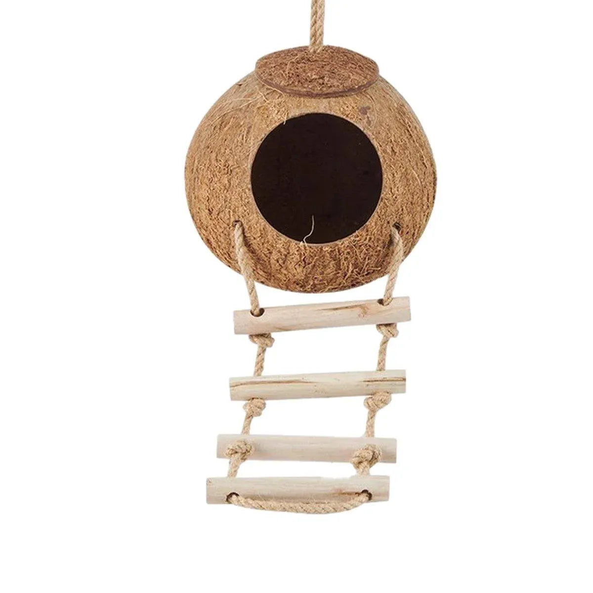 Lanyard Birdhouse Parrot Coconut Nest Bed Hanging Bird Cage for Small Birds - Stairs type V528-COCOANUT-NEST-LT-184597