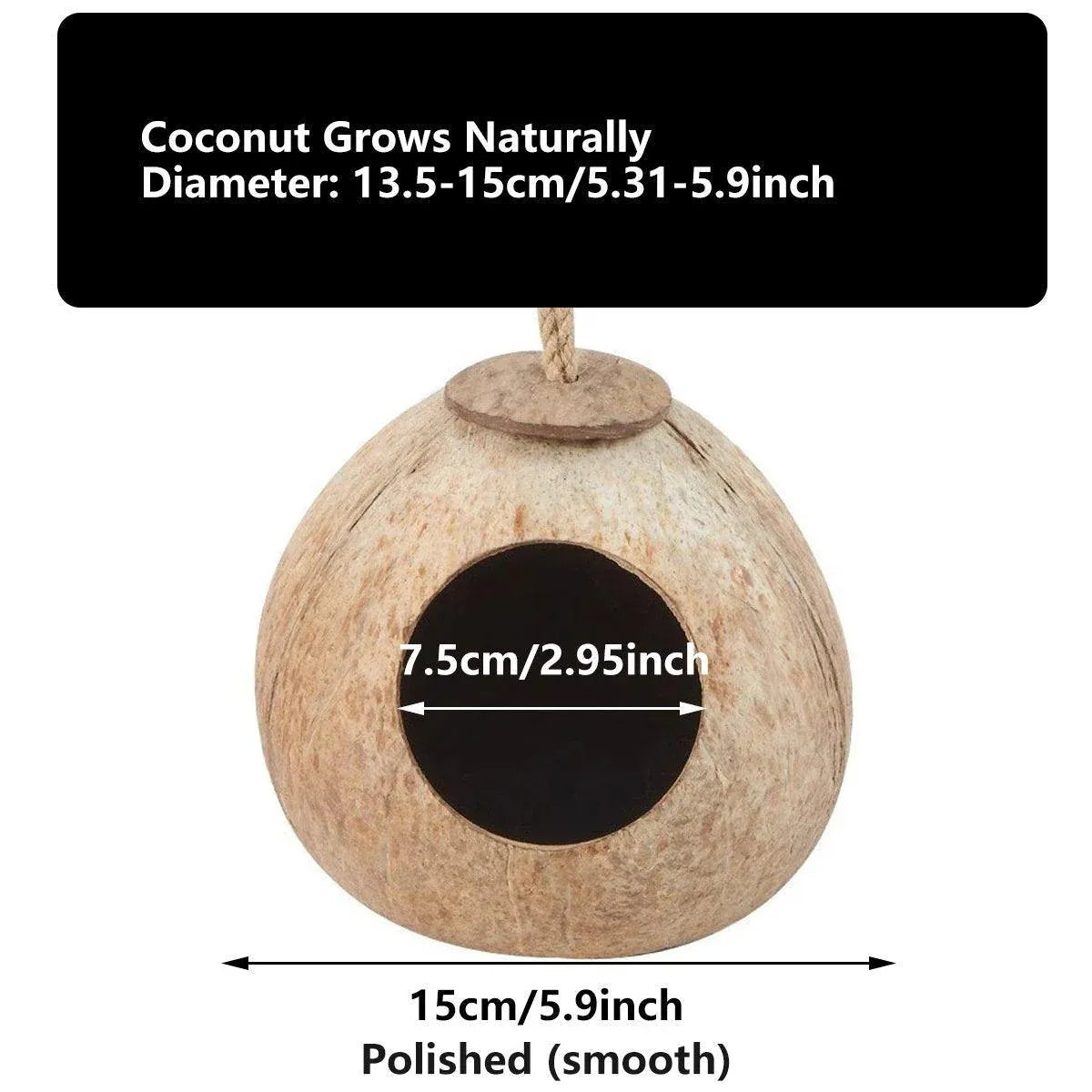 Lanyard Birdhouse Parrot Coconut Nest Bed Hanging Bird Cage for Small Birds - Stairs type V528-COCOANUT-NEST-LT-184597