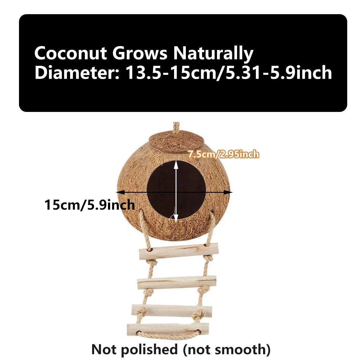 Lanyard Birdhouse Parrot Coconut Nest Bed Hanging Bird Cage for Small Birds - Stairs type V528-COCOANUT-NEST-LT-184597