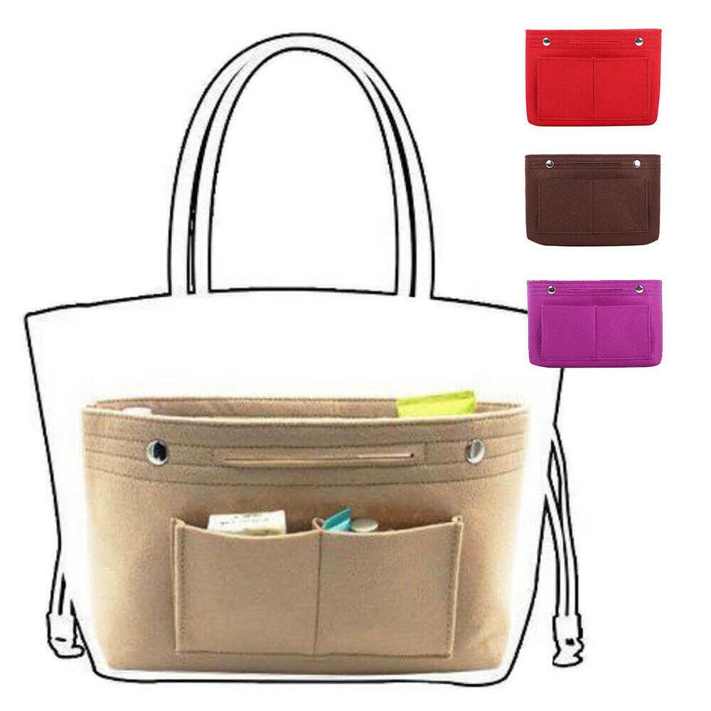 Travel Organiser Handbag Felt Bag Tote Insert Liner Purse Pouch Women 25*16*9Cm - Coffee V528-COCOLOUR-COFFEE89691