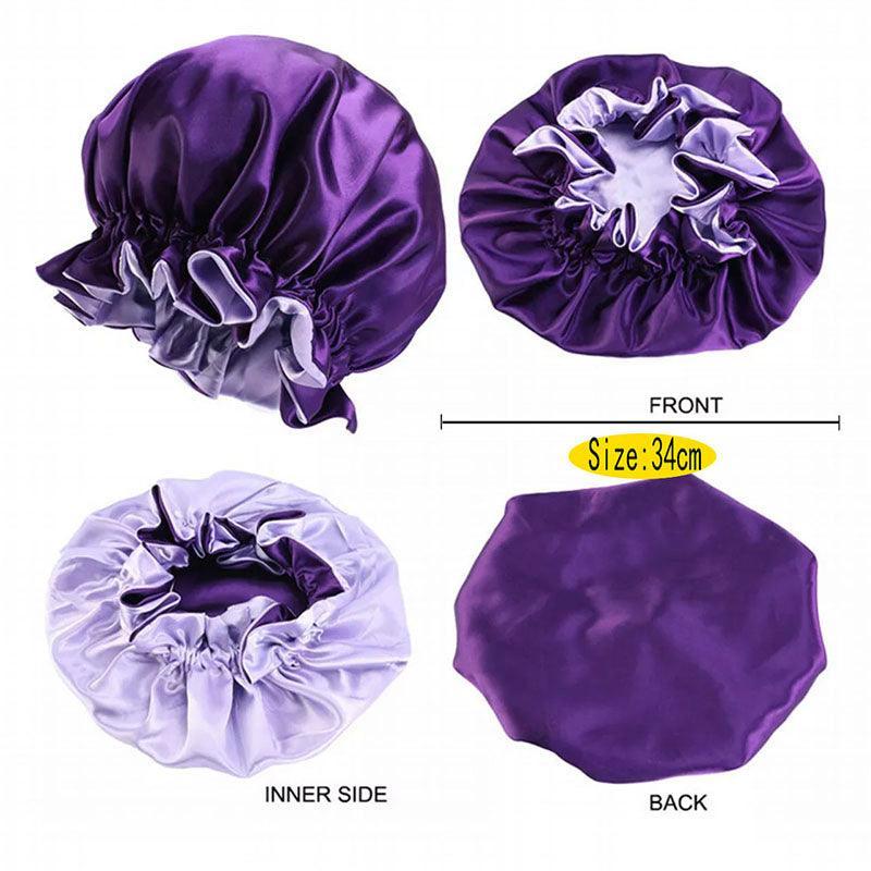 Womens Satin Sleep Cap Bonnet Elastic Wide Band Hair Sleeping Hat - Light Purple V528-COCOLOUR-LIGHTPURPLE014781