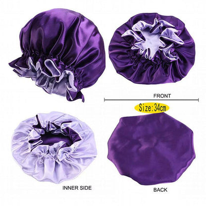 Womens Satin Sleep Cap Bonnet Elastic Wide Band Hair Sleeping Hat - Light Purple V528-COCOLOUR-LIGHTPURPLE014781
