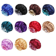 Womens Satin Sleep Cap Bonnet Elastic Wide Band Hair Sleeping Hat - Red V528-COCOLOUR-RED04447