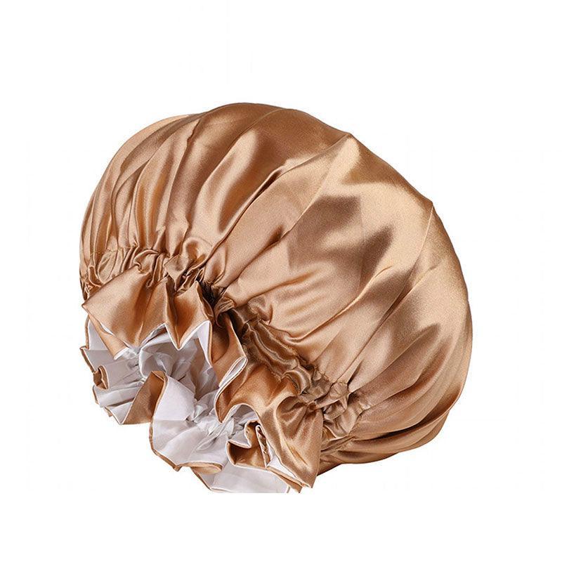Womens Satin Sleep Cap Bonnet Elastic Wide Band Hair Sleeping Hat - Red V528-COCOLOUR-RED04447