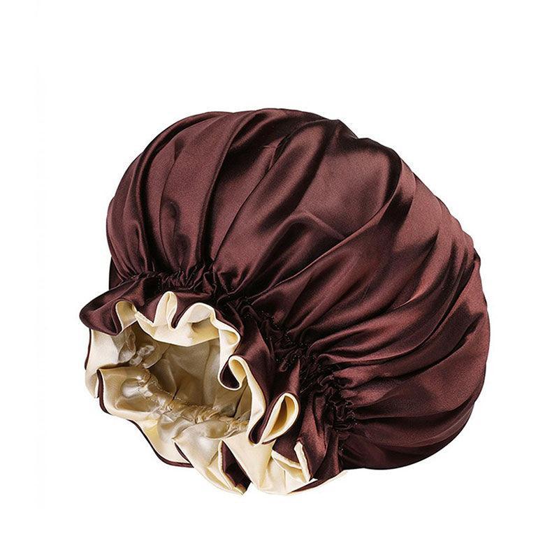 Womens Satin Sleep Cap Bonnet Elastic Wide Band Hair Sleeping Hat - Red V528-COCOLOUR-RED04447