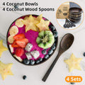 4Sets Natural Coconut Shell Bowls Tableware for Rice Dessert Salad V528-COCONUT-4PCS-669956