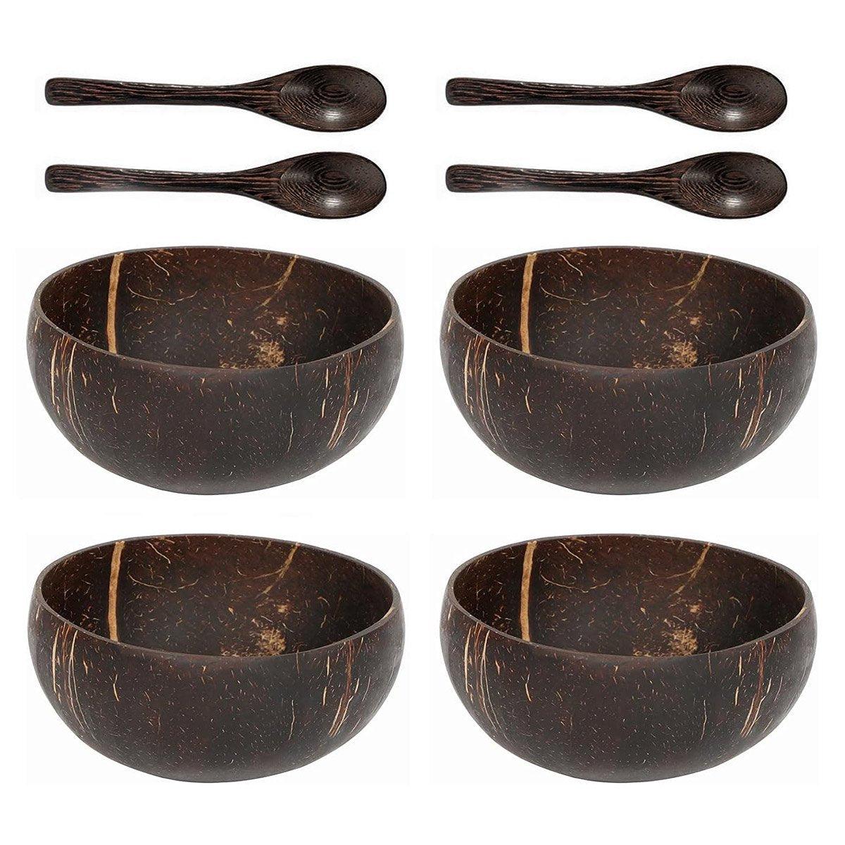 4Sets Natural Coconut Shell Bowls Tableware for Rice Dessert Salad V528-COCONUT-4PCS-669956
