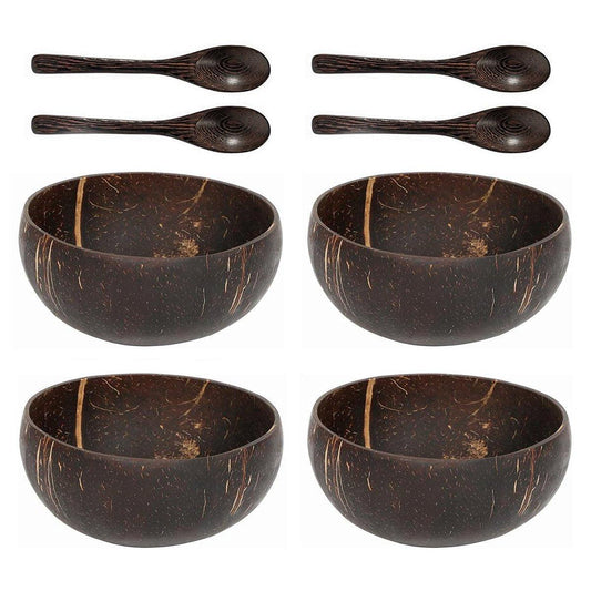 4Sets Natural Coconut Shell Bowls Tableware for Rice Dessert Salad V528-COCONUT-4PCS-669956