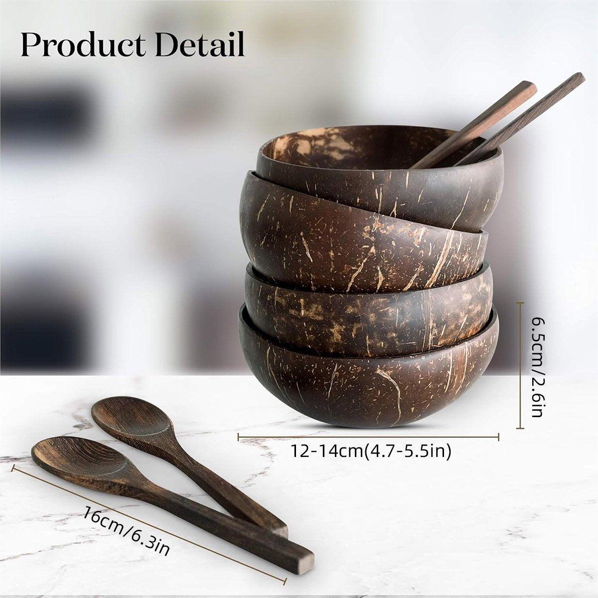 4Sets Natural Coconut Shell Bowls Tableware for Rice Dessert Salad V528-COCONUT-4PCS-669956