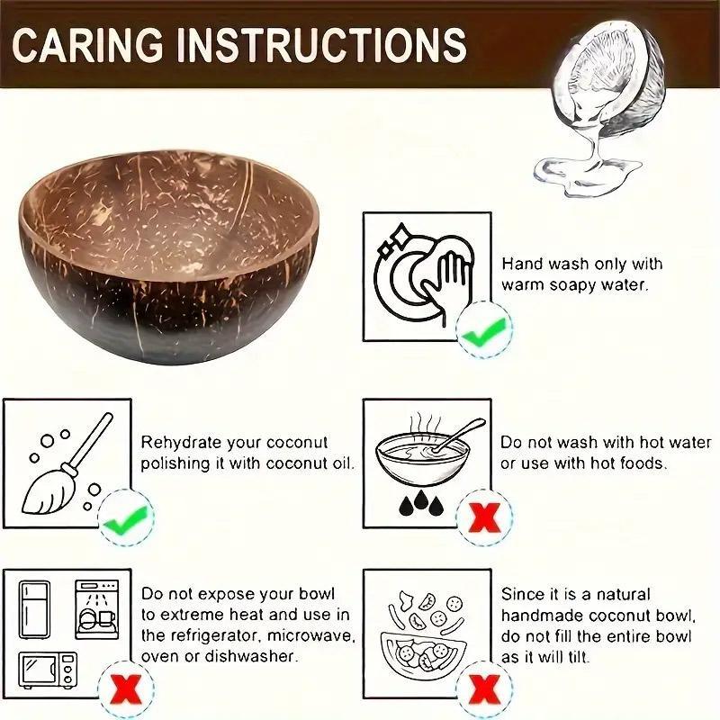 4Sets Natural Coconut Shell Bowls Tableware for Rice Dessert Salad V528-COCONUT-4PCS-669956