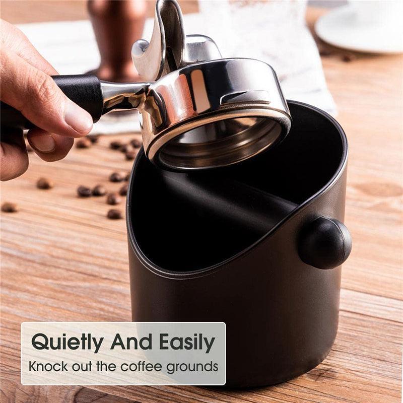 Coffee Knock Box Espresso Grounds Bin with Non Slip Base and Rubber Knock Bar 550ml V528-COFFEBUCKET-BLACK-30054