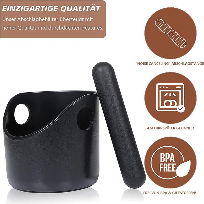 Coffee Knock Box Espresso Grounds Bin with Non Slip Base and Rubber Knock Bar 550ml V528-COFFEBUCKET-BLACK-30054