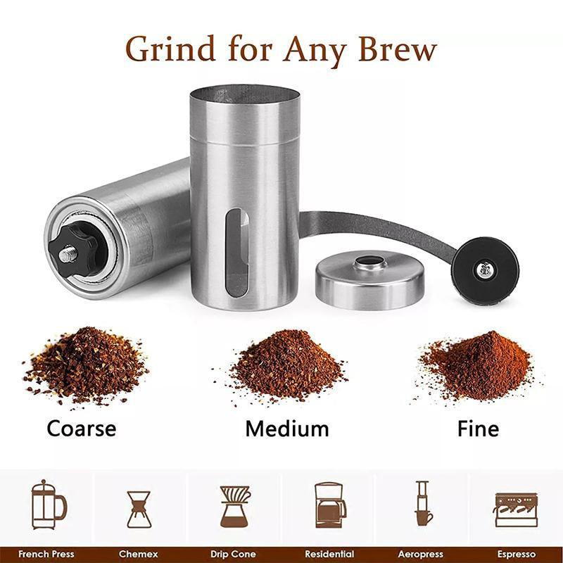 18.8cm Manual Coffee Bean Grinder Stainless Steel Hand Coffee Mill Ceramic Burr V528-COFFEE-BEAN-GRINDER-5457781