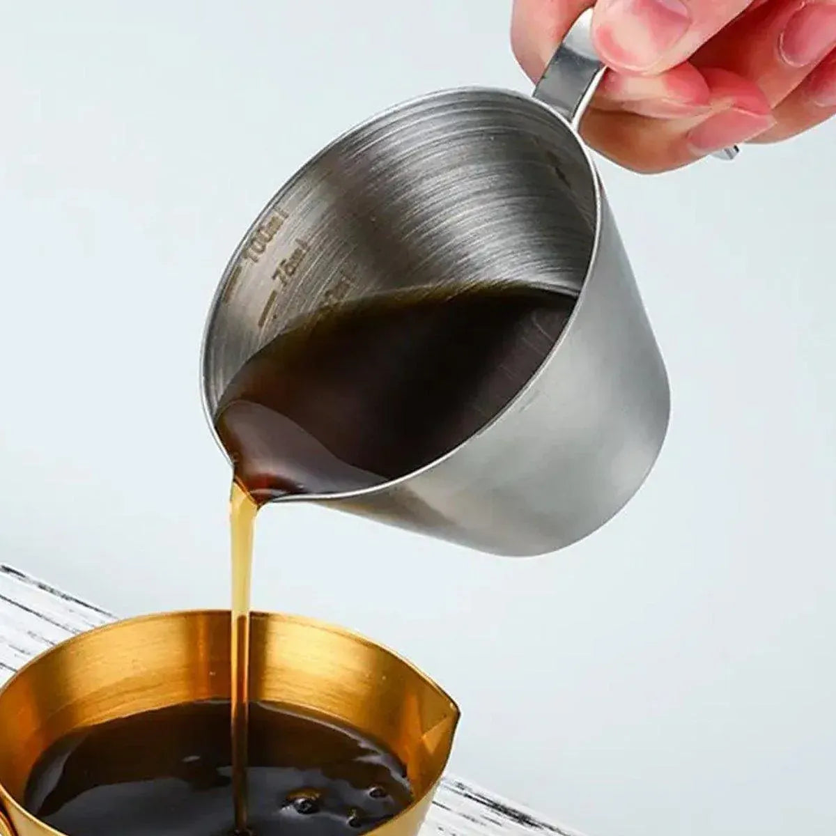 100ml Stainless Steel Coffee Extraction Measuring Cup Graduated Coffee Tool V528-COFFEE-EXTRACT-CUP-SILVER-998402