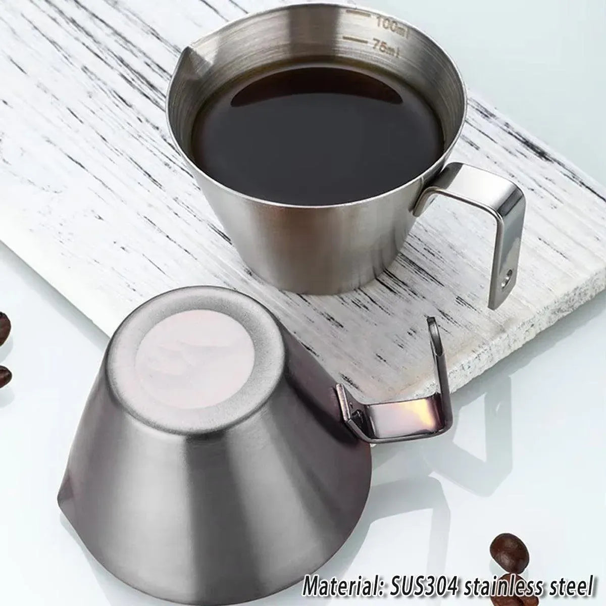 100ml Stainless Steel Coffee Extraction Measuring Cup Graduated Coffee Tool V528-COFFEE-EXTRACT-CUP-SILVER-998402
