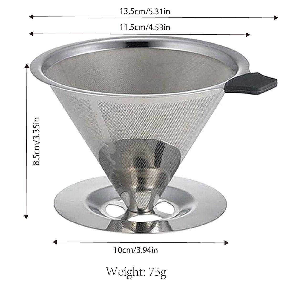 Stainless Steel Double Layer Hand Coffee Filter 600 Mesh Paper-Free Tea Funnel V528-COFFEE-FILTER-4-600-773144