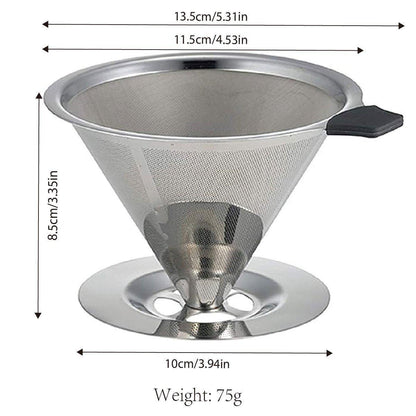 Stainless Steel Double Layer Hand Coffee Filter 600 Mesh Paper-Free Tea Funnel V528-COFFEE-FILTER-4-600-773144