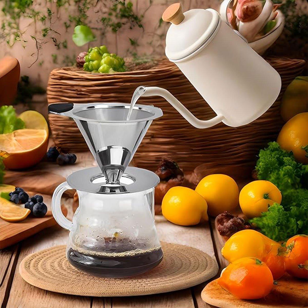 Stainless Steel Double Layer Hand Coffee Filter 600 Mesh Paper-Free Tea Funnel V528-COFFEE-FILTER-4-600-773144