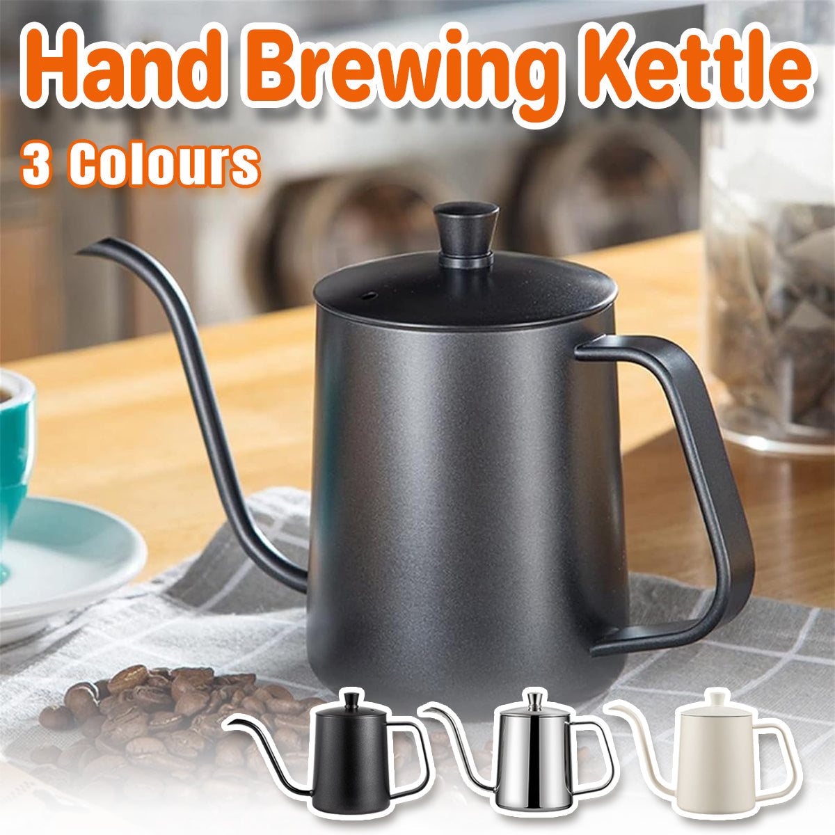 Hand Drip Coffee Pot Stainless Steel Fine Spout Hanging Ear Filter Cup Kettle - Silver V528-COFFEE-KETTLE-SILVER-489507
