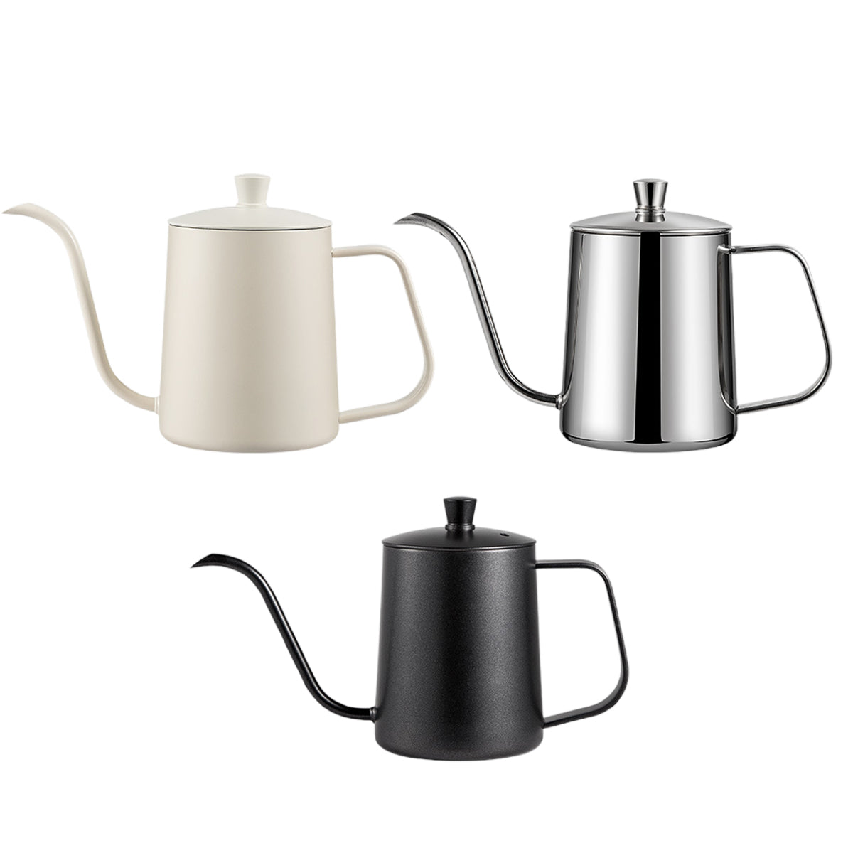 Hand Drip Coffee Pot Stainless Steel Fine Spout Hanging Ear Filter Cup Kettle - Silver V528-COFFEE-KETTLE-SILVER-489507
