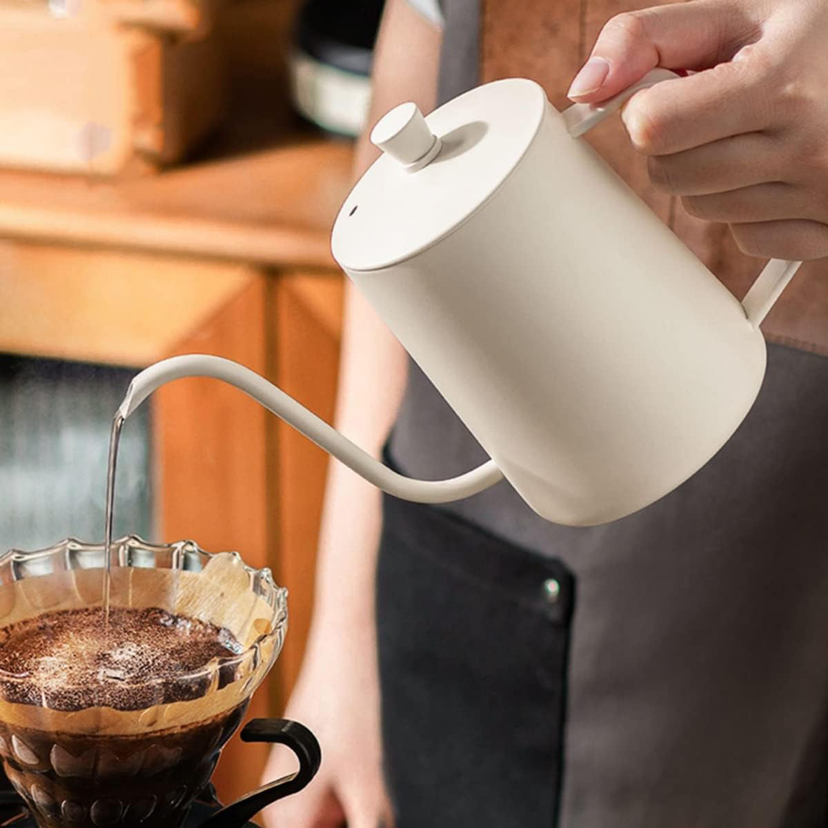 Hand Drip Coffee Pot Stainless Steel Fine Spout Hanging Ear Filter Cup Kettle - Silver V528-COFFEE-KETTLE-SILVER-489507