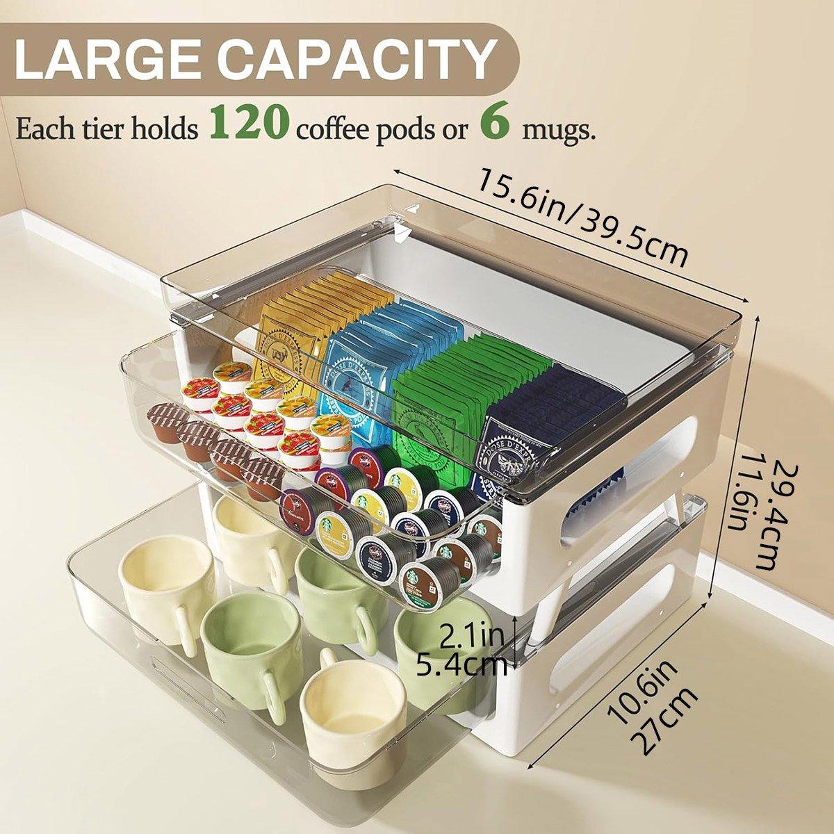 Drawer Desktop Storage Organizer Two Tier Shelf Home Office Desk Organizer Unit V528-COFFEE-STAND-583765