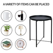 Small Coffee Table Simple Tray Mini Round Table Compact Side Table Living Room V528-COFFEE-TABLE-BLACK-862547