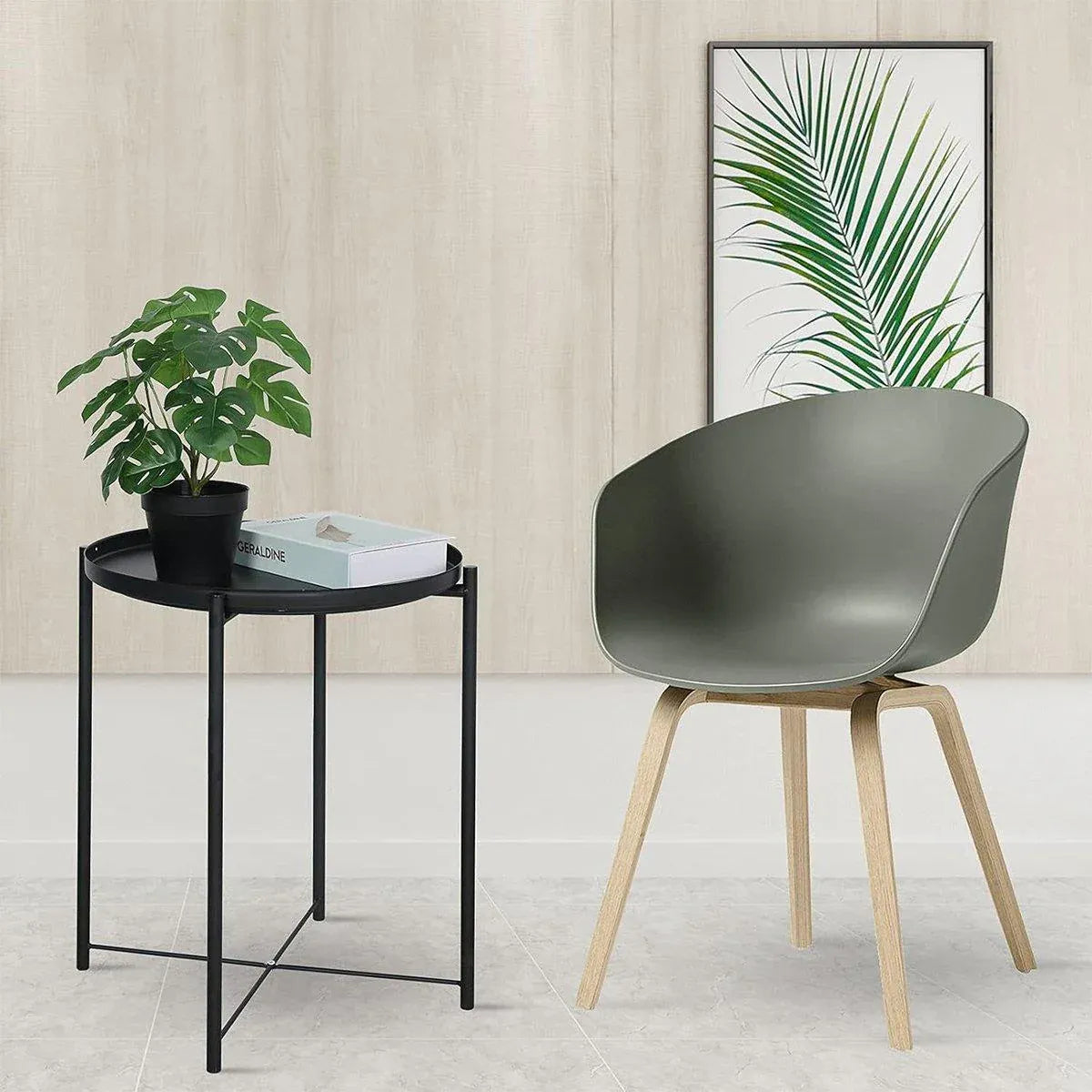 Small Coffee Table Simple Tray Mini Round Table Compact Side Table Living Room V528-COFFEE-TABLE-BLACK-862547