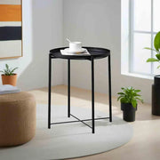 Small Coffee Table Simple Tray Mini Round Table Compact Side Table Living Room V528-COFFEE-TABLE-BLACK-862547