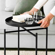 Small Coffee Table Simple Tray Mini Round Table Compact Side Table Living Room V528-COFFEE-TABLE-BLACK-862547
