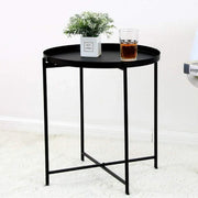 Small Coffee Table Simple Tray Mini Round Table Compact Side Table Living Room V528-COFFEE-TABLE-BLACK-862547