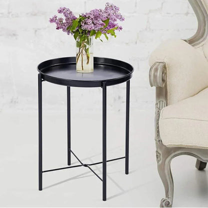 Small Coffee Table Simple Tray Mini Round Table Compact Side Table Living Room V528-COFFEE-TABLE-BLACK-862547