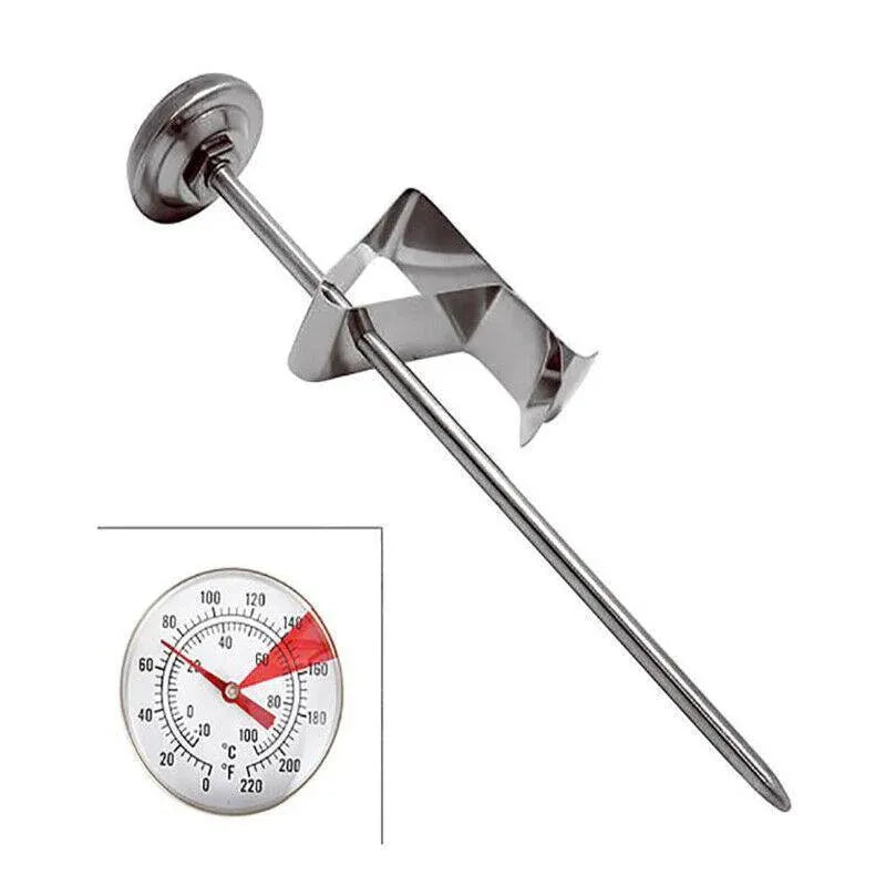Milk Coffee Probe Thermometer Maker Temperature Jug Pan Clip Stainless Steel New V528-COFFEE-THERMOMETER-86162