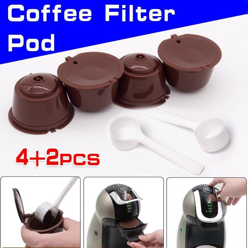 Reusable Coffee Capsule Pods for Dolce Gusto with Spoons Refillable Filter Cup 4 Pack V528-COFFEEFILTER-6PCS-991963