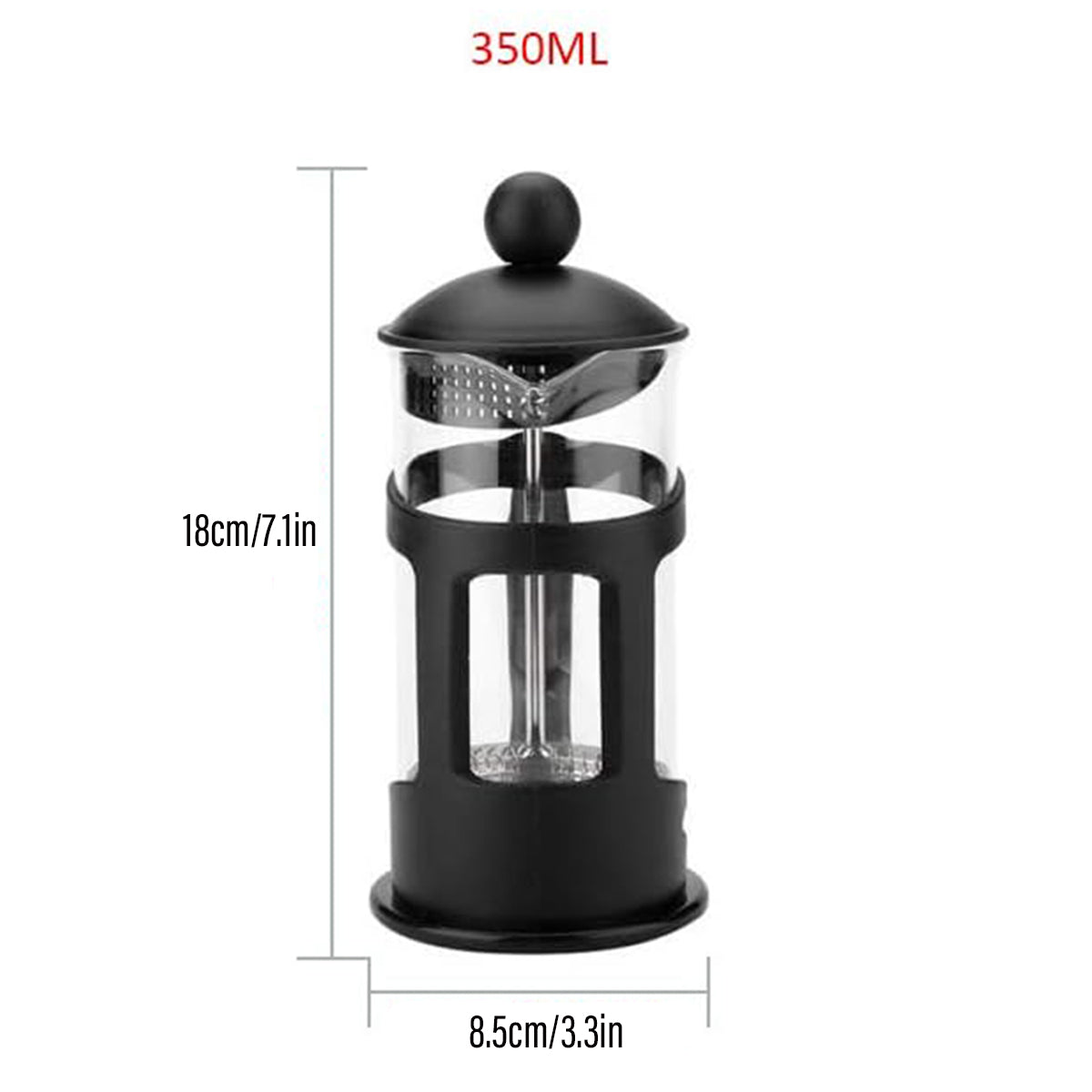 350ml French Press Coffee Maker Hand Press Tea Brewer with Filter V528-COFFEEMAKER-B-350ML-475251