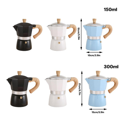 Portable Coffee Maker Wood Grain Handle Outdoor Manual Espresso Machine Camping - Beige-300ml V528-COFFEEMAKER-BEIGE-300ML-876366