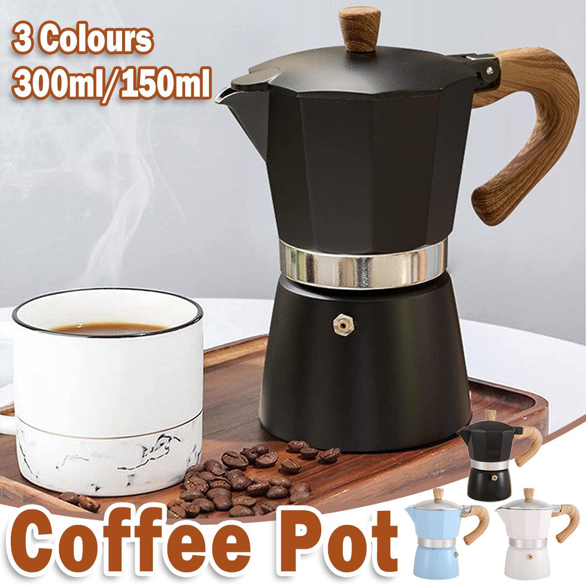Portable Coffee Maker Wood Grain Handle Outdoor Manual Espresso Machine Camping - Blue-150ml V528-COFFEEMAKER-BLUE-150ML-959797