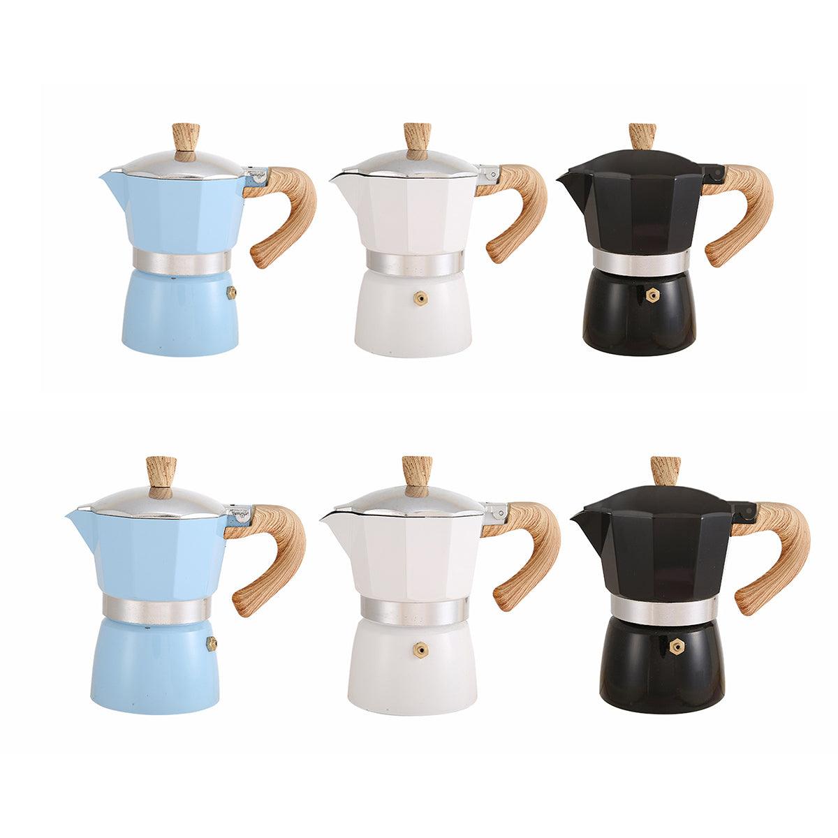 Portable Coffee Maker Wood Grain Handle Outdoor Manual Espresso Machine Camping - Blue-150ml V528-COFFEEMAKER-BLUE-150ML-959797