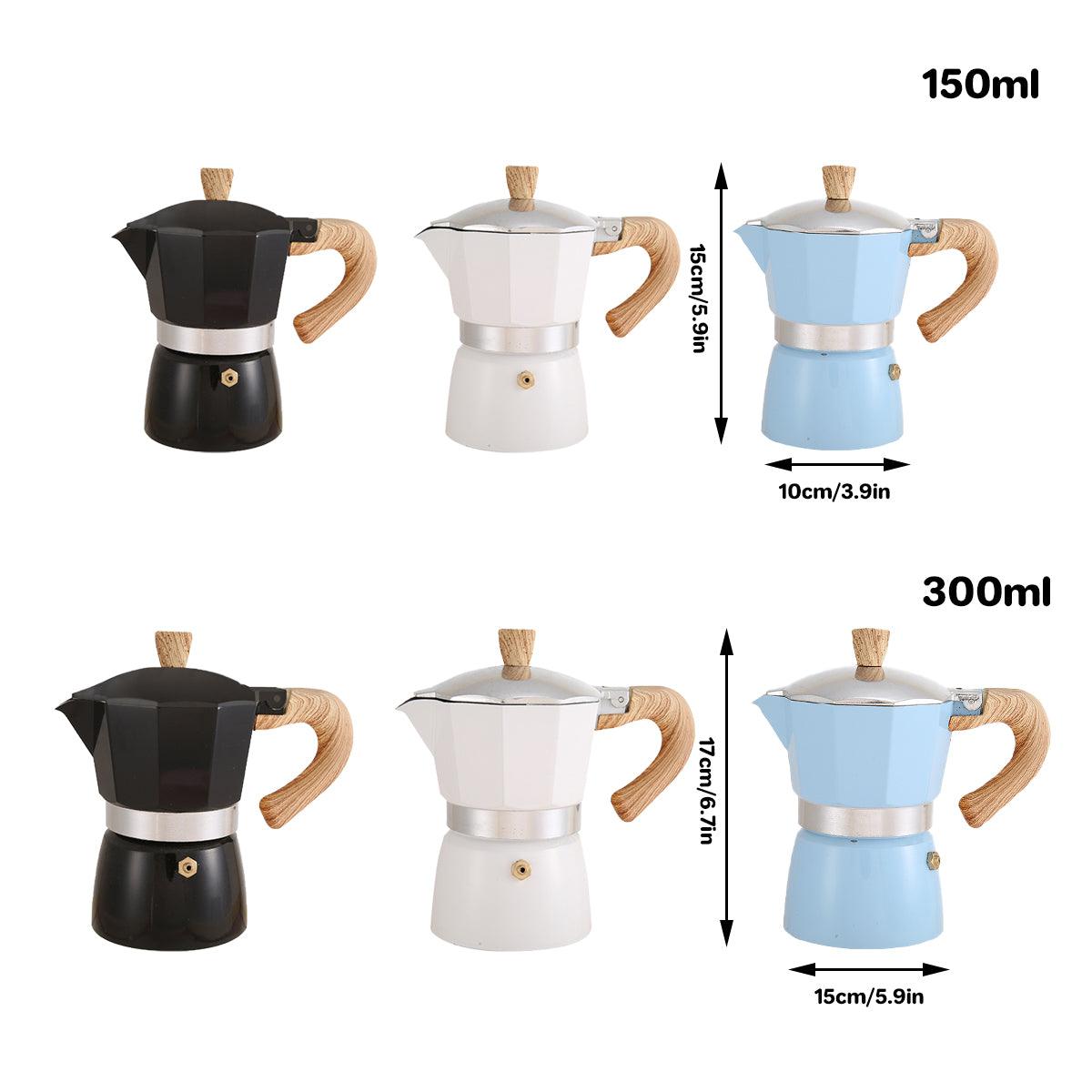 Portable Coffee Maker Wood Grain Handle Outdoor Manual Espresso Machine Camping - Blue-150ml V528-COFFEEMAKER-BLUE-150ML-959797