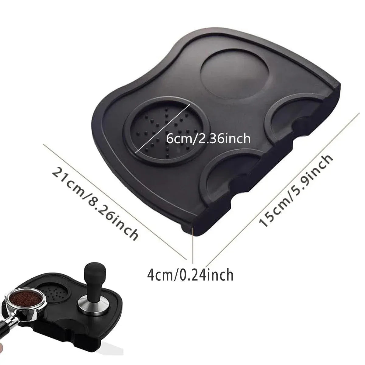 Double Slot Silicone Coffee Tamper Mat | Non-Slip Corner Tamping Pad 21x15x4cm V528-COFFEEMATS-L-44191