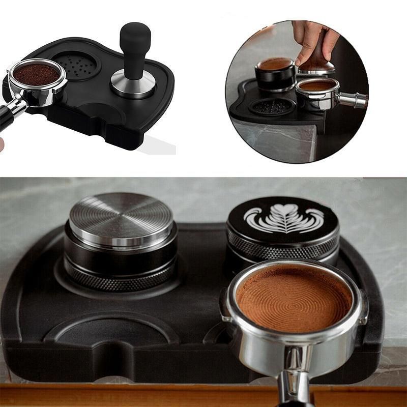 Double Slot Silicone Coffee Tamper Mat | Non-Slip Corner Tamping Pad 21x15x4cm V528-COFFEEMATS-L-44191