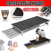 Coffee Capsule Drawer Holder for 40 Nespresso Pods with Non-Slip Top Rack V528-COFFEESTAND-GREY-79775