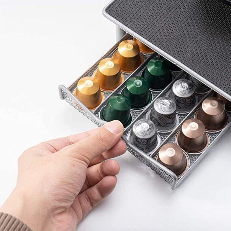 Coffee Capsule Drawer Holder for 40 Nespresso Pods with Non-Slip Top Rack V528-COFFEESTAND-GREY-79775