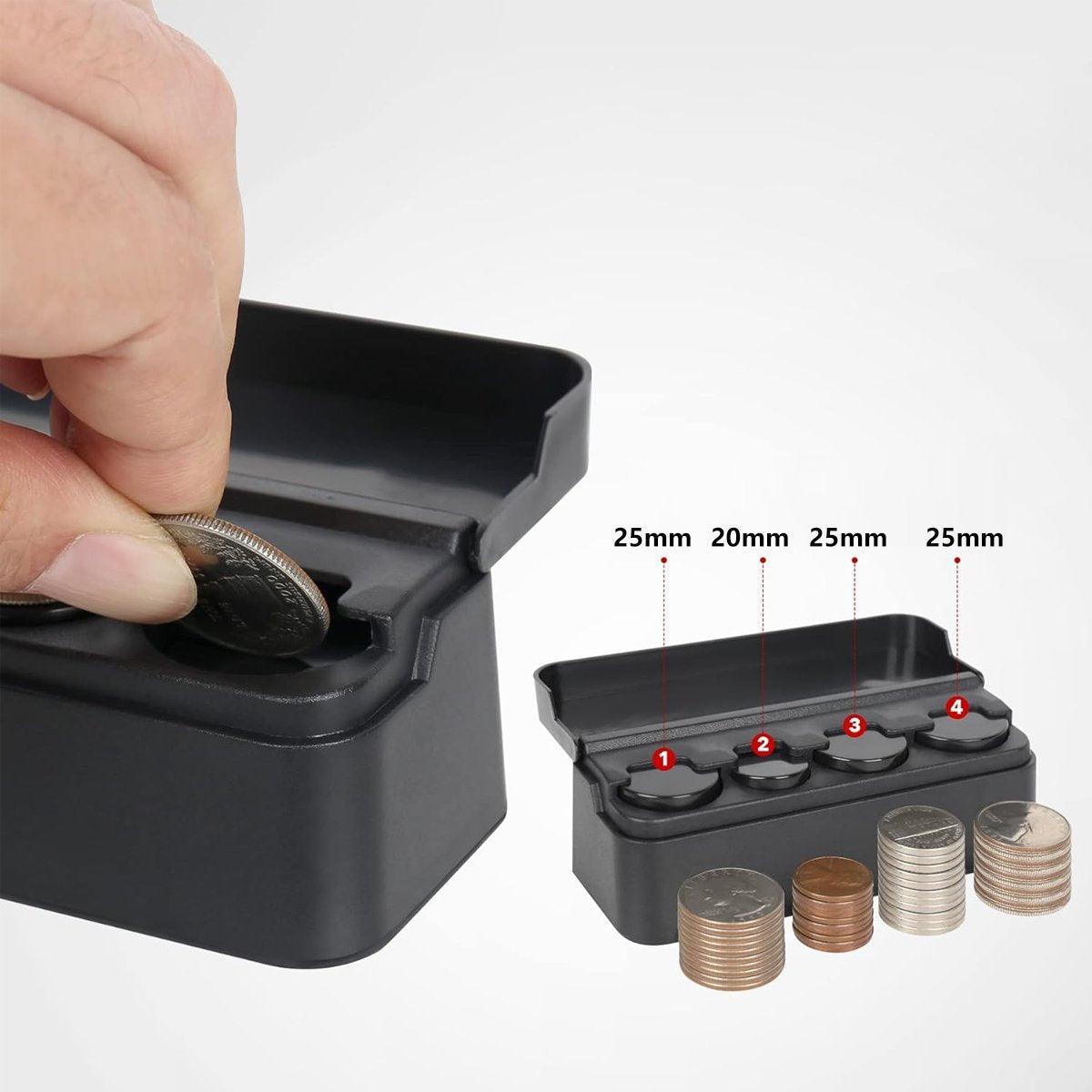 2X Car Coin Holder Portable Mini Change Storage Box Container Organizer Interior V528-COIN-CASE-BLACK-2PCS-735214
