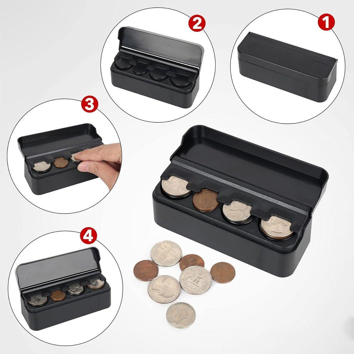 2X Car Coin Holder Portable Mini Change Storage Box Container Organizer Interior V528-COIN-CASE-BLACK-2PCS-735214