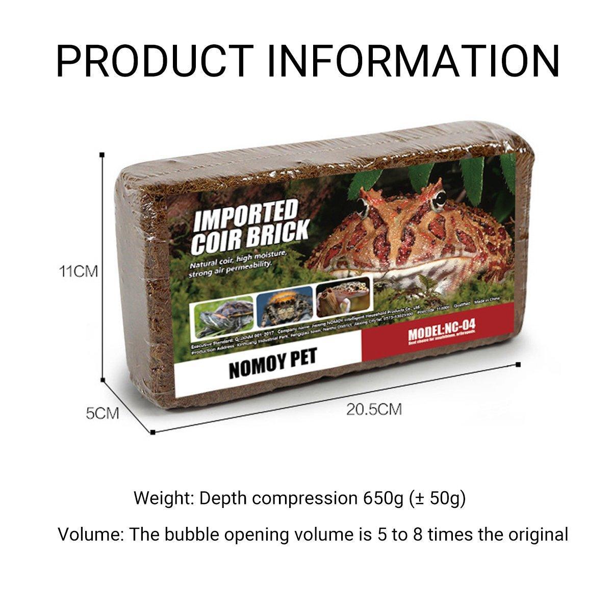 Natural Coconut Fibre Reptile Bedding Brick 650g Substrate for Tortoise Snake Spider V528-COIR-BRICK-925397