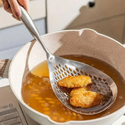 304 Stainless Steel Kitchen Colander Long Handle Noodle Dumpling Strainer Spoon - Stainless steel V528-COLANDER-YS-908111