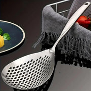304 Stainless Steel Kitchen Colander Long Handle Noodle Dumpling Strainer Spoon - Stainless steel V528-COLANDER-YS-908111