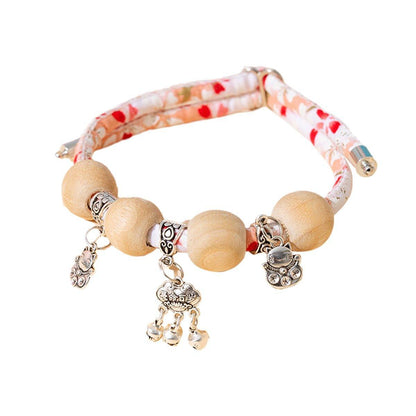 Camphor Wood Bead Collar with Bell Necklace for Cats and Dogs Pet Accessories - Pink-Longevity Lock V528-COLLAR-CMS-PINK-XS-864426